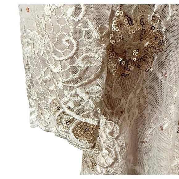 Mac Duggal Embroidered Illusion Long Sleeve Sequin Lace Evening Gown Size 8 NWT - Picture 8 of 11